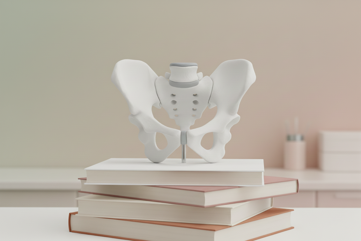 Bassin 3D sur livres – Rééducation périnéale